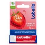 بالم لب مرطوب‌کننده و رنگی لابلو Labello Strawberry Shine با رایحه توت‌فرنگی و رنگ قرمز ملایم وزن 4.8 گرم