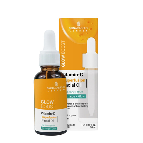 image_FmeSJTX سرم جوانساز صورت اسکین آکادمی گلو بوست Glow Boost مدل Recharge + Glow حاوی ویتامین سی حجم 30 میل - Image 1