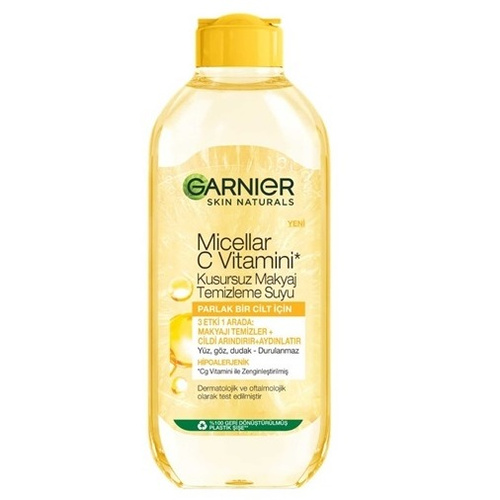 image_SnGmtMn محلول آرایش پاک کن دوفاز میسلار واتر گارنیر Garnier آبرسان و درخشان کننده انواع پوست حاوی ویتامین C حجم 400 میل - Image 1