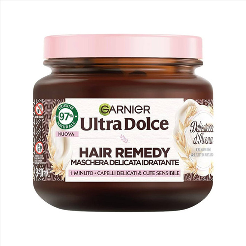 image_ZalzWYS ماسک مو کاسه ای گارنیر Garnier سری Hair Remedy مدل Delicate Oat Milk (جو دو سر) حجم 340 میل - Image 1