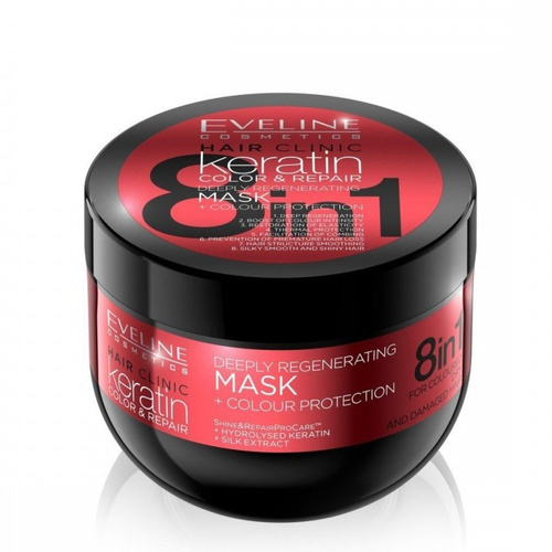 image_zyAcVuX ماسک موی کراتین 8 در 1 اولاین Eveline مدل Keratin Color & Repair حجم 500 میل - Image 1