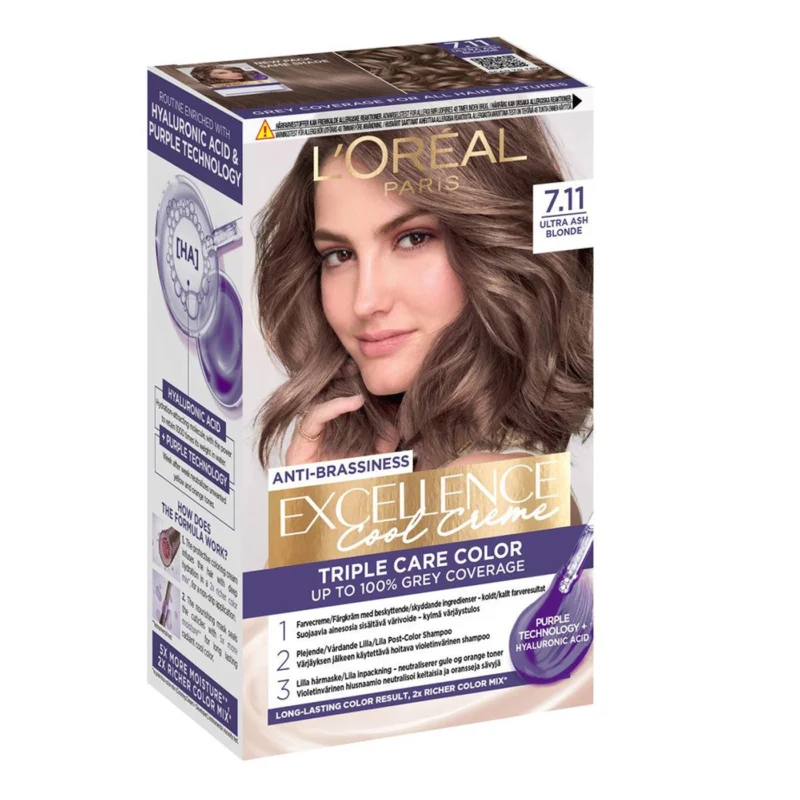 رنگ مو لورال LOREAL شماره 7.11 پایه بلوند دودی متوسط - Image 1