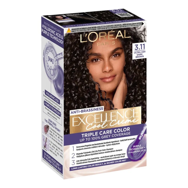 رنگ مو لورال LOREAL شماره 3.11 پایه قهوه ای دودی خیلی تیره - Image 1