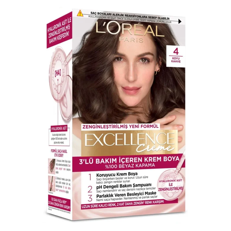 رنگ مو لورال LOREAL شماره 4 پایه قهوه ای تیره - Image 1