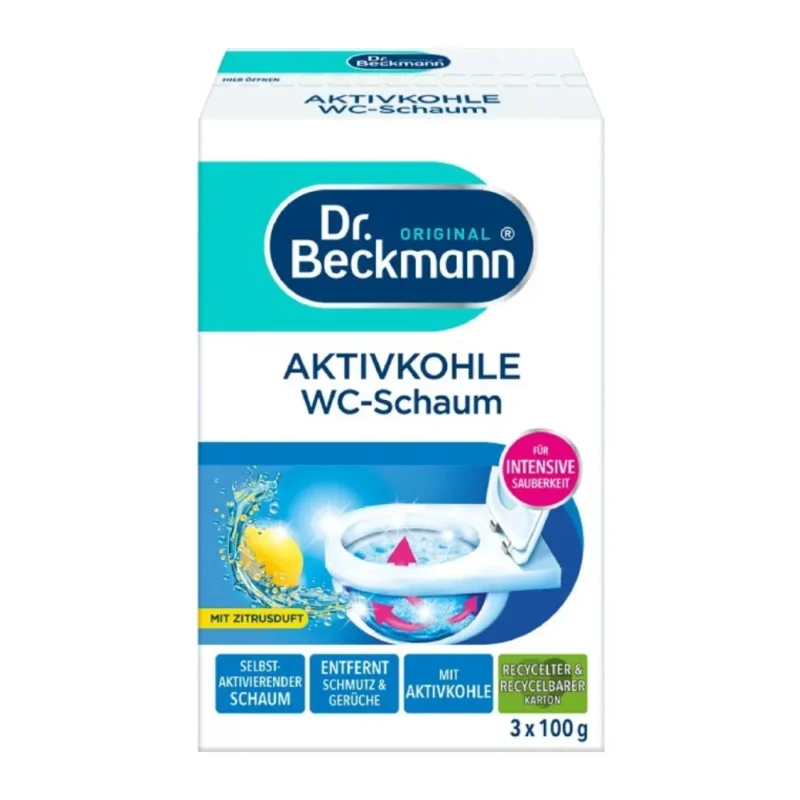 فوم پاک کننده سرویس بهداشتی دکتر بکمن Dr. Beckmann مدل Aktivkohle رایحه لیمو وزن 300 گرم - Image 1