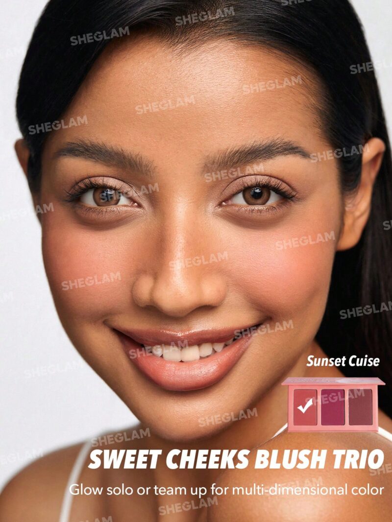 پالت رژگونه سه‌تایی شیگلم SHEGLAM Sweet Cheeks Blush Trio رنگ SunSet Cruise - Image 4