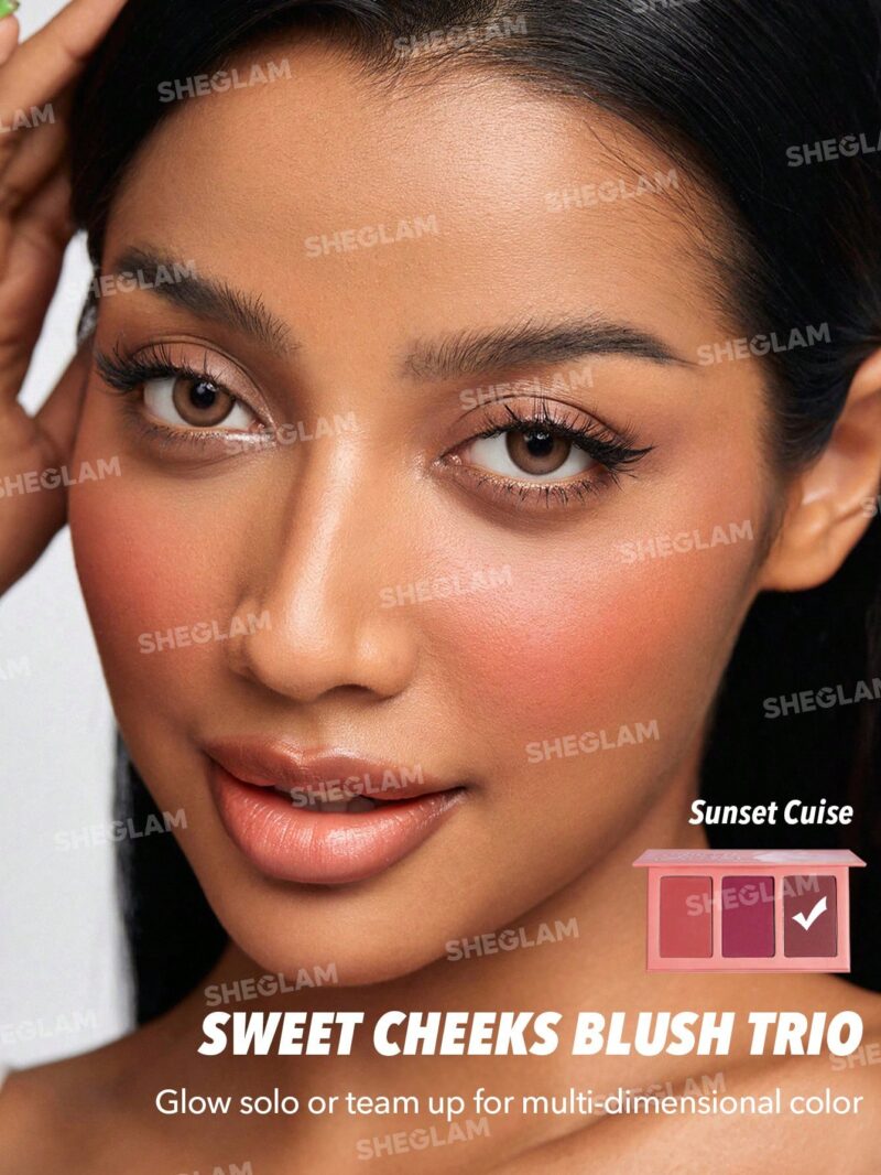 پالت رژگونه سه‌تایی شیگلم SHEGLAM Sweet Cheeks Blush Trio رنگ SunSet Cruise - Image 5
