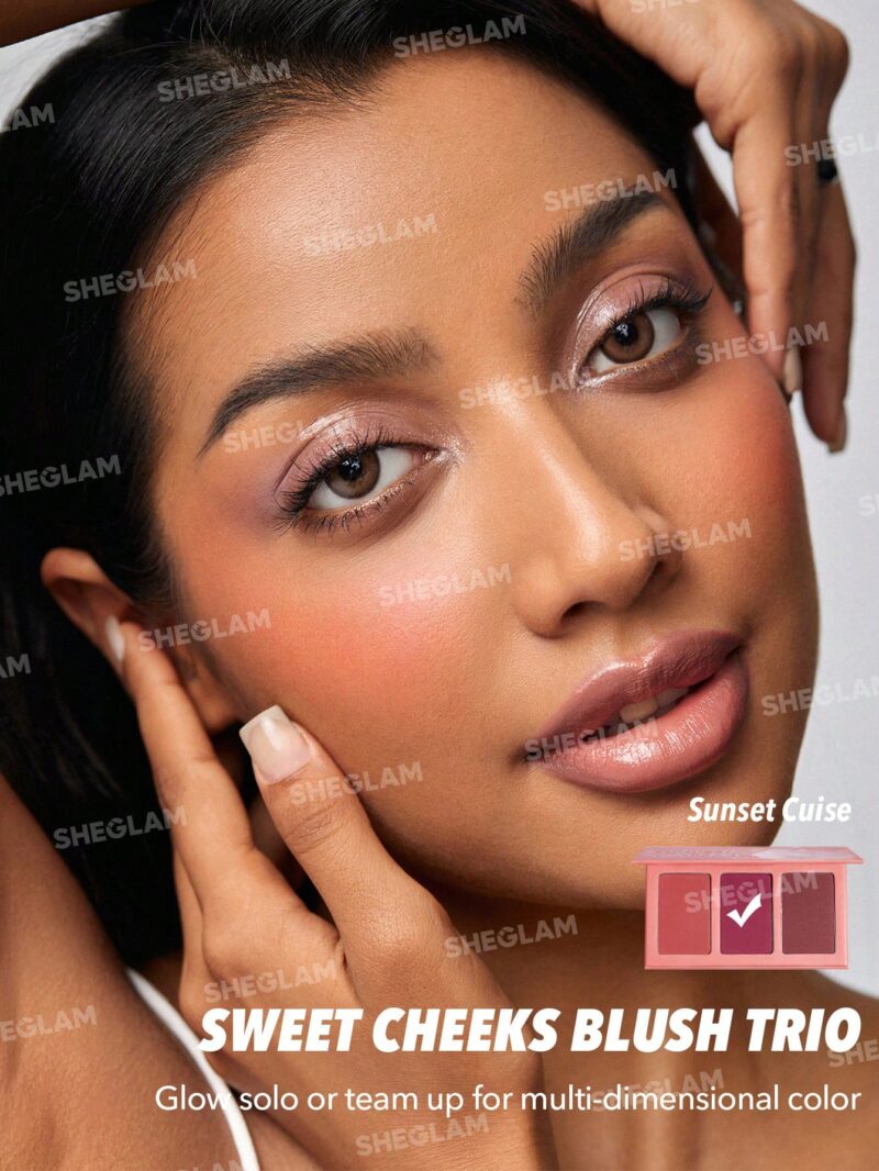 پالت رژگونه سه‌تایی شیگلم SHEGLAM Sweet Cheeks Blush Trio رنگ SunSet Cruise - Image 6