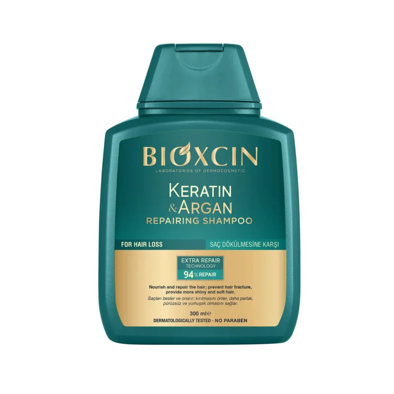 شامپو بیوکسین سبز ضد ریزش و ترمیم کننده حاوی روغن آرگان و کراتین BIOXCIN KERATIN & ARGAN REPARING SHAMPOO حجم 300 میل - Image 1