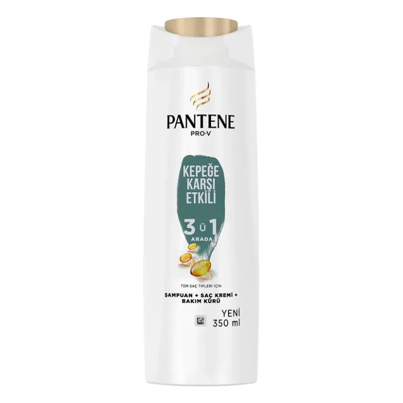 PANTENE 3 IN 1 ANTI DANDRUFF SHAMPOO شامپو 3 در 1 ضد شوره مناسب انواع مو پنتن PANTENE Pro-v 3 in 1 Against Dandruff حجم 350 میل - Image 1