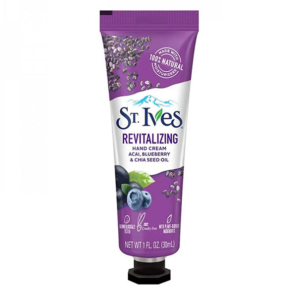 St.ives Hand Cream Acai Blueberry & Chia Seed Oil کرم دست بلوبری و روغن دانه چیا سنت ایوز St.ives Hand Cream Acai Blueberry & Chia Seed Oil حجم 30 میل - Image 1