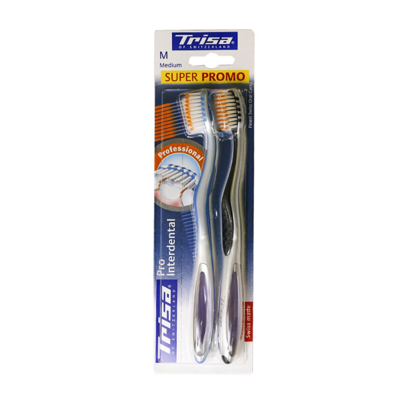 مسواک دوتایی پرو اینتردنتال  تریزا Trisa Pro Interdental Toothbrush 2 pcs با برس متوسط M - Image 1