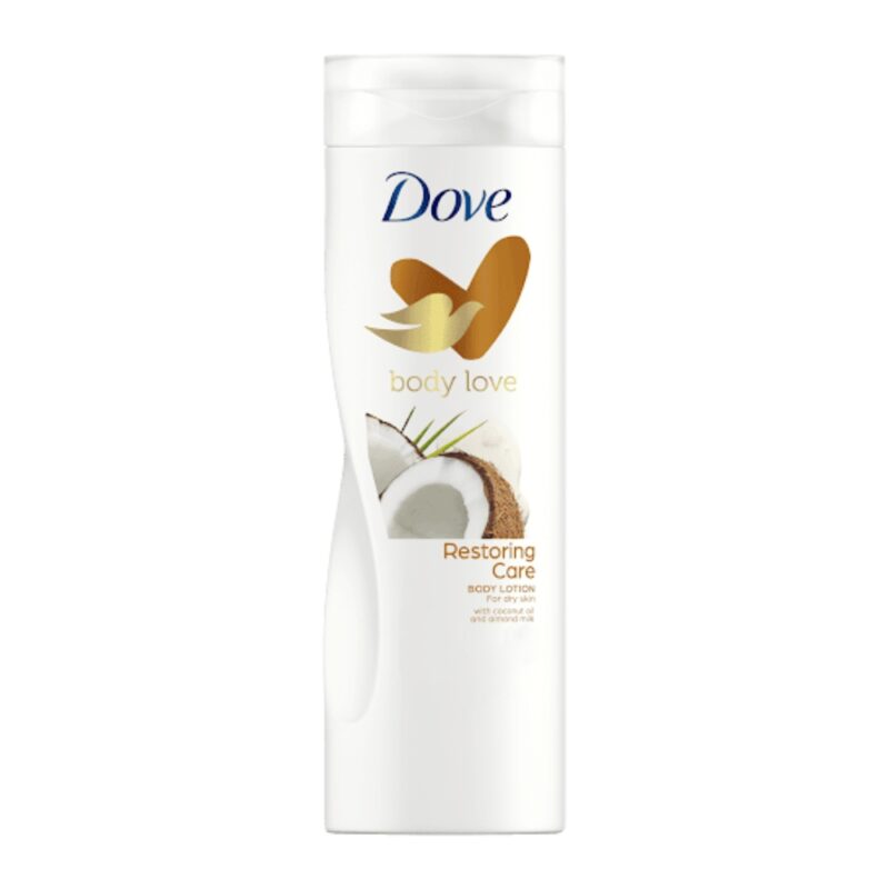 dove-body-love-restoring-care-body-lotion-400ml لوسیون بدن داو Dove Restoring Care حاوی عصاره نارگیل حجم 400 میل - Image 1