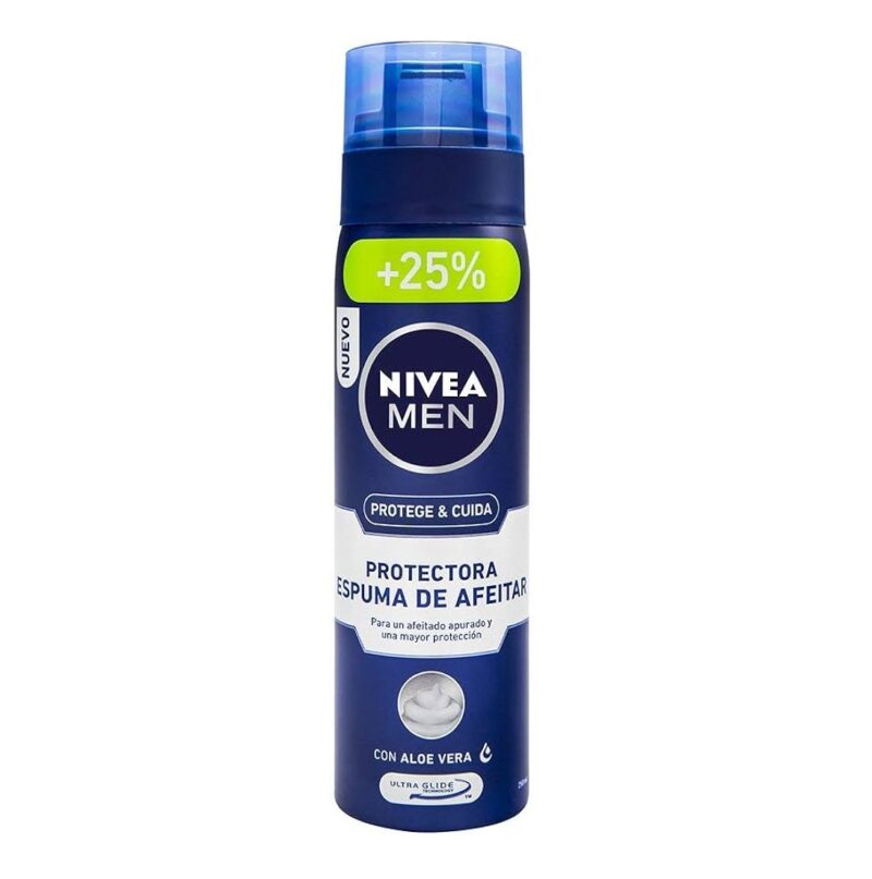 nivea-men-protect-aloe-vera-250ml فوم اصلاح نیوآ Nivea Men Protection and care مرطوب کننده با آلوئه ورا حجم 250 میل - Image 1