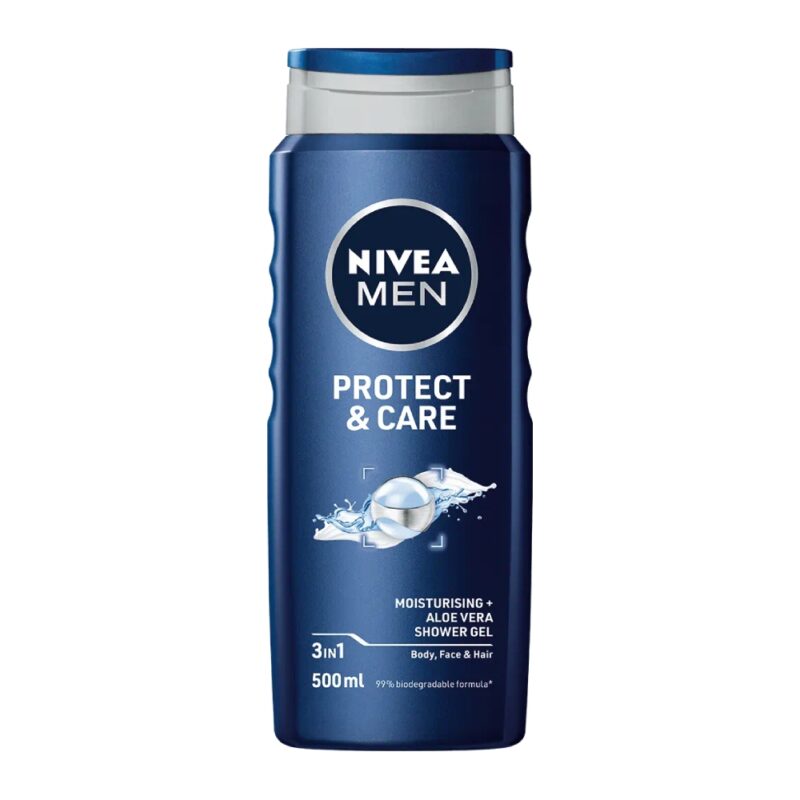 nivea-men-protect-and-care-body-face-and-hair-shower-gel-500ml شامپو سر و بدن نیوآ NIVEA Protect & Care حجم 500 میل - Image 1
