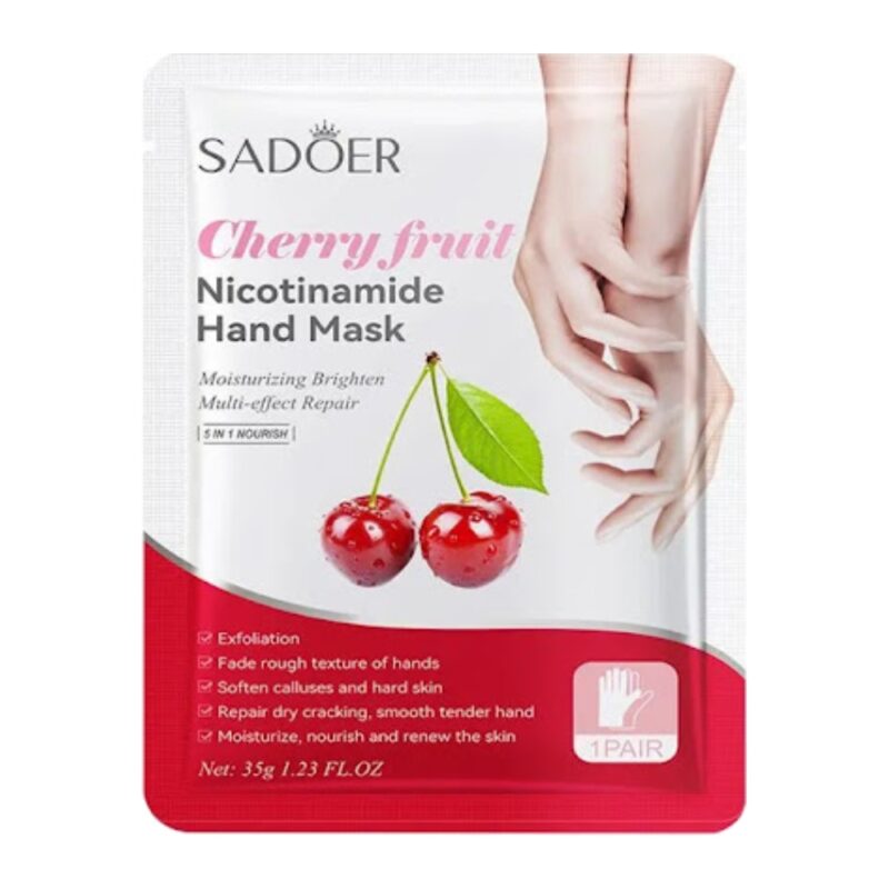 sadoer-cherry-fruit-nicotinamide-hand-mask-35gr ماسک پوشیدنی دست سفید کننده پوست سادور Sadoer Cherry Fruit حجم 35 گرم - Image 1