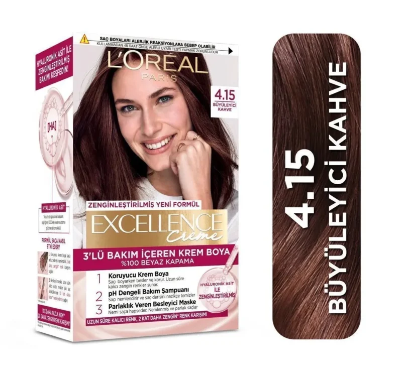 رنگ مو لورآل نسکافه ای L'Oreal Excellence شماره 4.15 - Image 1
