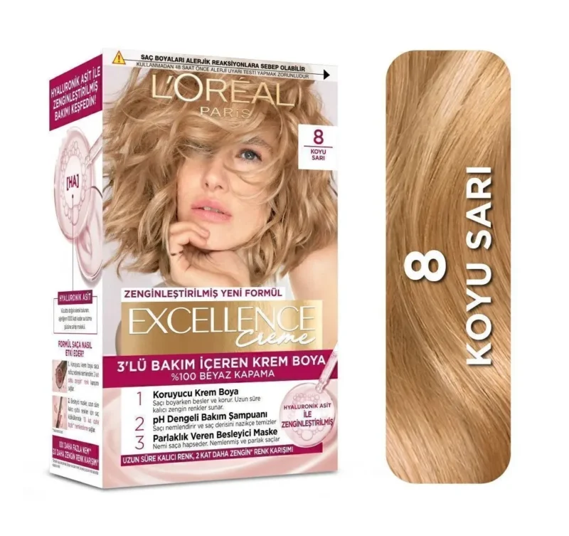 رنگ مو لورآل بلوند تیره L'Oreal Excellence شماره 8 - Image 1
