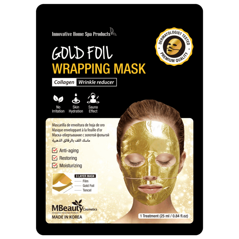 MBeauty Gold foil wrapping face mask ماسک صورت امبیوتی فویل طلایی MBeauty Gold Foil Wrapping Eye Mask بسته 3 عددی - Image 1