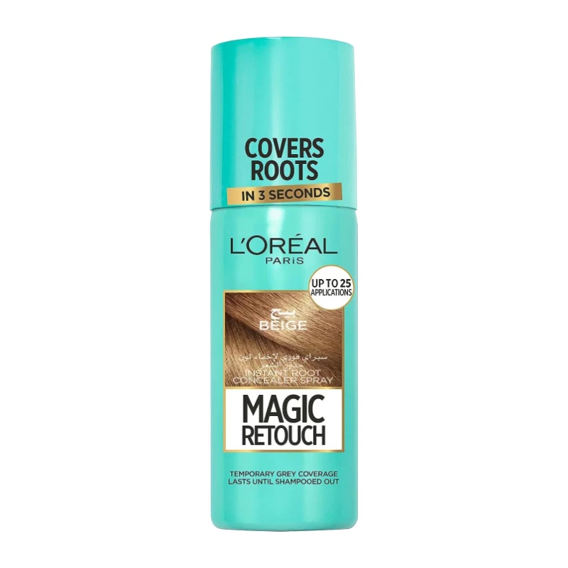 loreal-magic-retouch-instant-root-retouch-hair-spray-beige-75ml اسپری کانسلیر رنگ مو لورآل L'Oreal Magic Retouch BEIGE رنگ بژ حجم 75 میل - Image 1