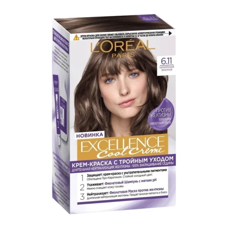 رنگ مو لورآل قهوه ای تیره L'Oreal Excellence شماره 6.11 - Image 1