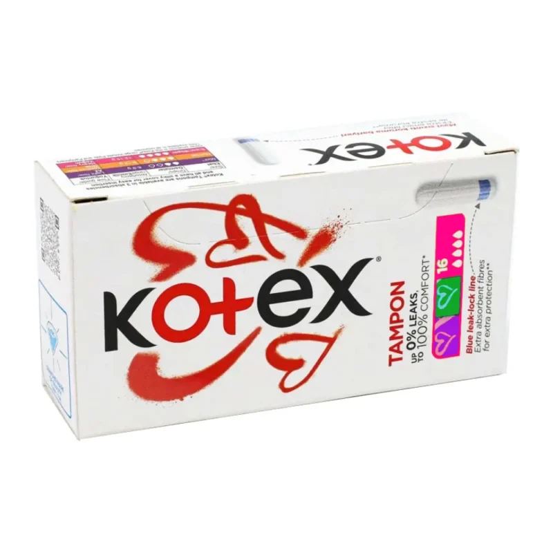 kotex-tampon-super-16pcs تامپون Kotex Tampon Super مخصوص روزهای با میزان خونریزی زیاد بسته 16 عددی - Image 1