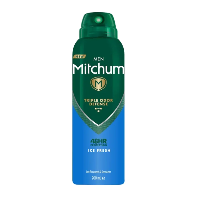 mitchum-triple-odor-defense-ice-fresh-antiperspirant-spray-200ml اسپری ضد تعریق مردانه میچام Mitchum Ice Fresh حجم 200 میل - Image 1