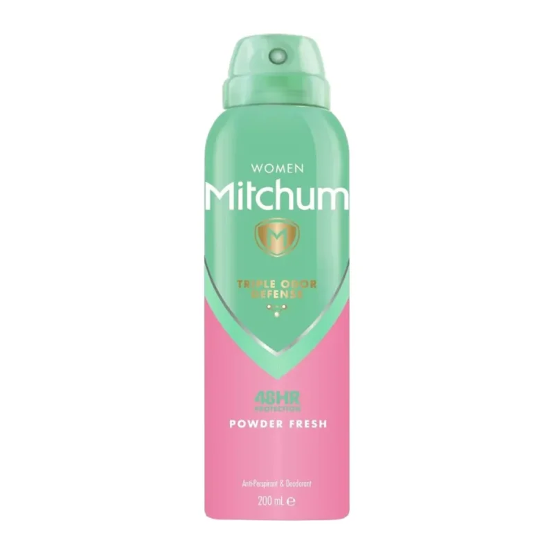mitchum-triple-odor-defense-powder-fresh-antiperspirant-spray-200ml اسپری ضد تعریق زنانه میچام Mitchum Powder Fresh حجم 200 میل - Image 1