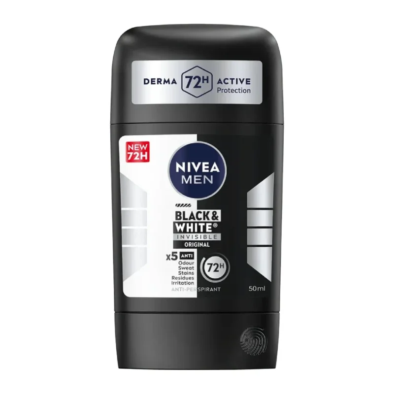 nivea-men-black-and-white-invisible-original-anti-perspirant-stick-50ml استیک ضد تعریق مردانه نیوآ Nivea Black And White Fresh حجم 50 میل - Image 1