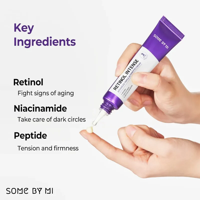 کرم دور چشم 3 کاره رتینول سام بای می Some By Mi Retinol Intense Advanced Triple Action Eye Cream حجم 30 میل - Image 2