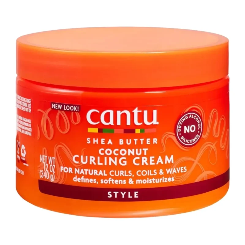 cantu-shea-butter-coconut-curling-cream-340gr کرم مو مناسب موی فر کانتو Cantu Curling حاوی کره شی و روغن نارگیل حجم 340 گرم - Image 1