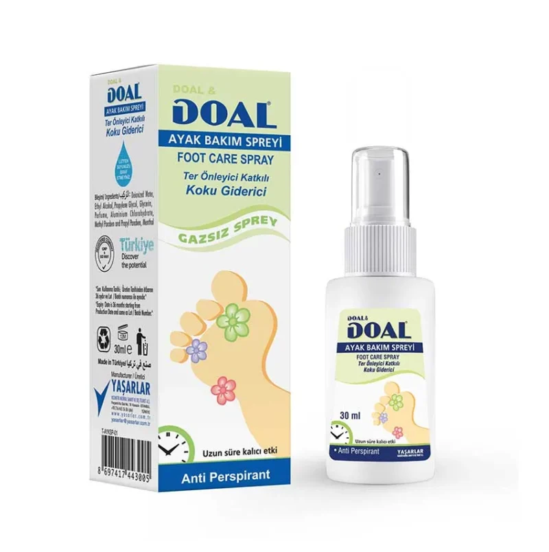 doal-foot-shoe-deodorant-spray-30ml اسپری ضد تعریق و خوشبوکننده داخل کفش, جوراب و پا دوال Doal حجم 30 میل - Image 1