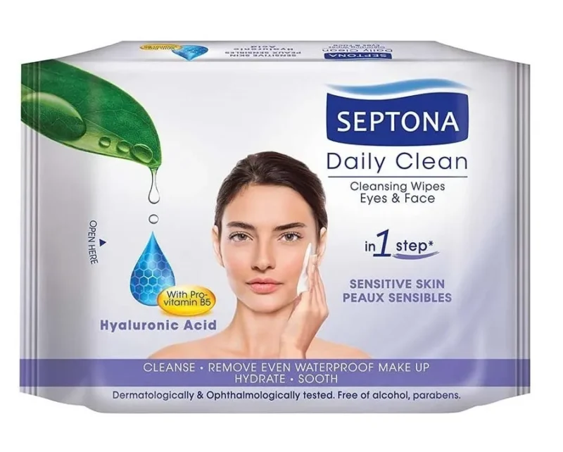 دستمال مرطوب روزانه پوست های خشک و حساس سپتونا Septona Hyaluronic Acid حجم 20 عددی - Image 1