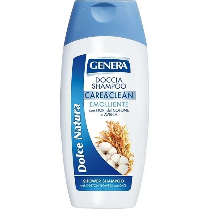 Genera care and clean emolliente shower shampoo with cotton flowers and oats شامپو بدن جنرا حاوی گل پنبه و جو دوسر Genera حجم ۳۰۰ میل - Image 1