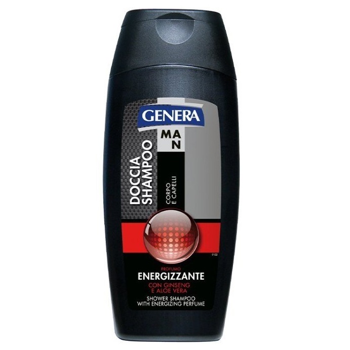 Genera man energizzante con ginseng e aloe vera shower shampoo شامپو سر و بدن آقایان جنرا genera حاوی جنسینگ و آلوئهورا حجم 300 میل - Image 1