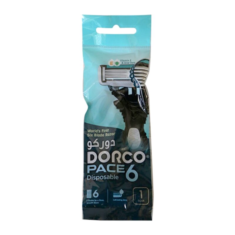 dorco-pace-6-portable-disposable-razor-6-blades-6pcs خودتراش یکبار مصرف دورکو Dorco Pace 6 تیغ شش لبه بسته 6 عددی - Image 1