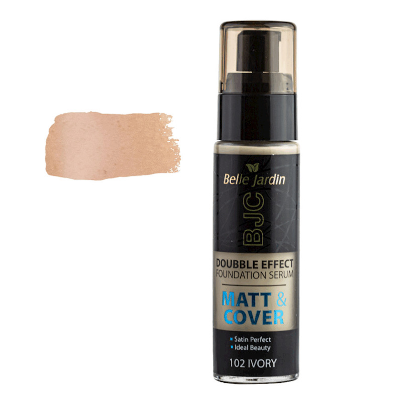 Belle Jardin Matt & Cover Double Effect Foundation 102 ivory 30 ml کرم پودر بل جاردین شماره 102 رنگ عاجی Belle Jardin Matt & Cover Double Effect حجم 30 میل - Image 1