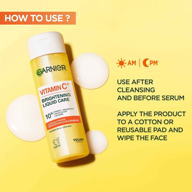 ویتامین سی روشن‌کننده پوست گارنیر Garnier Vitamin C Brightening Liquid Care حجم 120 میل - Image 5