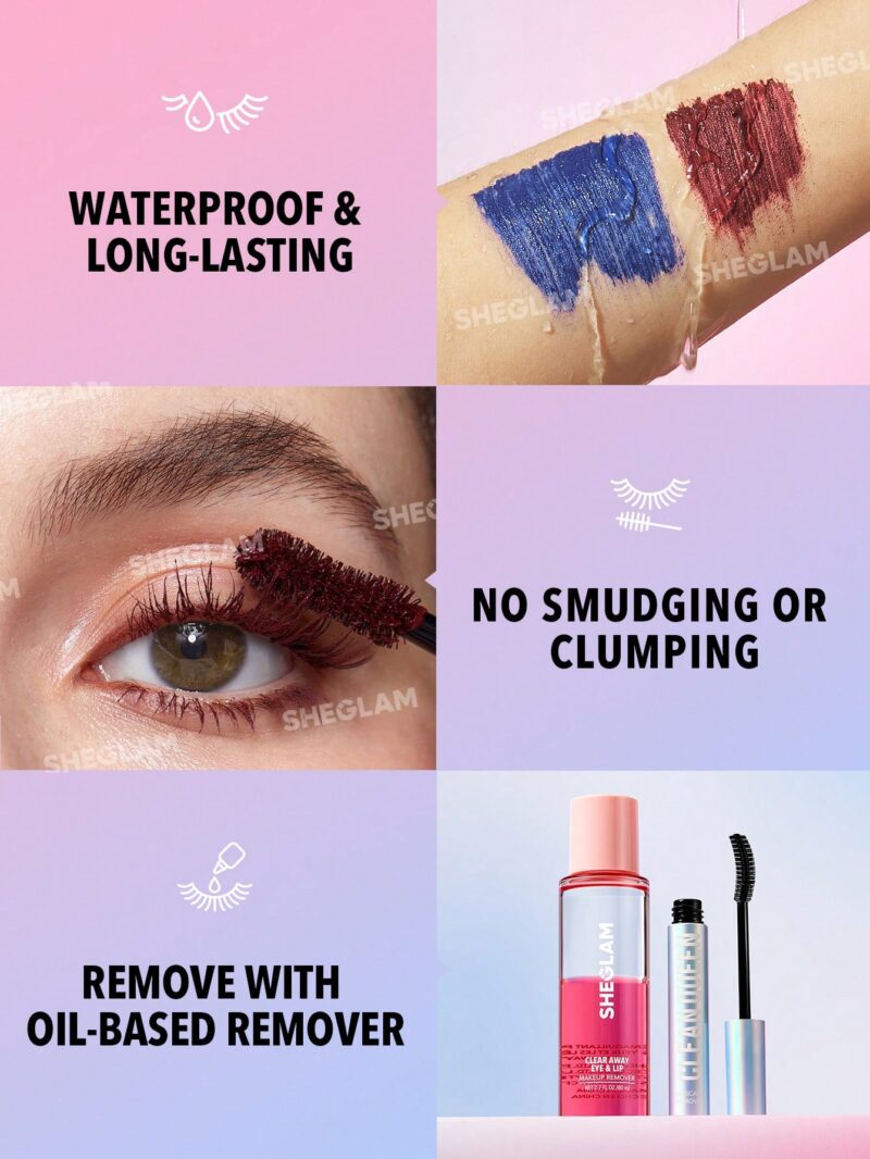 ریمل ضد آب دوسر شیگلم بلند کننده و حجم دهنده رنگ قرمز SHEGLAM Waterproof BURGUNDY - Image 4