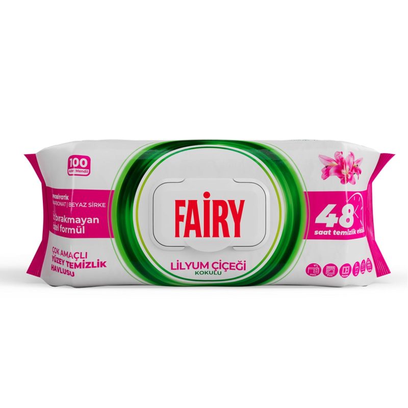 دستمال سطوح چند منظوره فیری گل لیلیوم fairy Lilyum wipes بسته 100 عددی - Image 1