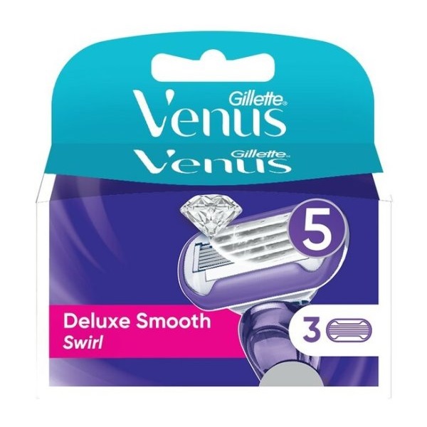 Gillette Venus Deluxe Smooth Swirl razor riffils 3 pcs تیغ یدک پنج لبه ژیلت ونوس Gillette Venus Deluxe Smooth Swirl بسته 3 عددی - Image 1