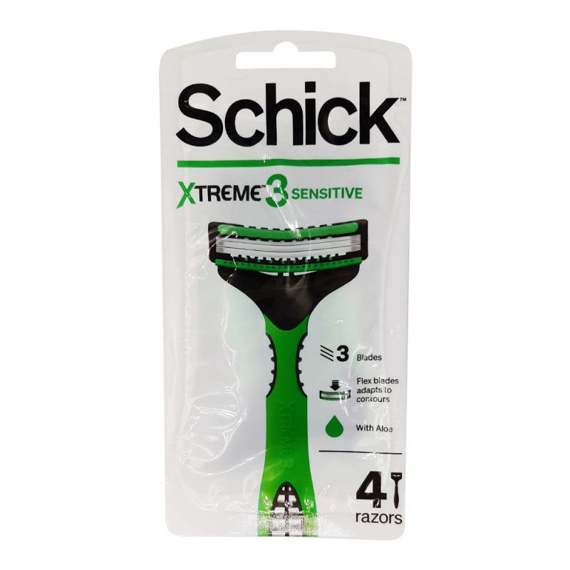 Xtreme 3 Women Shaving Razor 3 Blade 4 razors SCHICK تیغ اصلاح بانوان مناسب پوست حساس شیک Schick Xtreme 3 بسته 4 عدد - Image 1