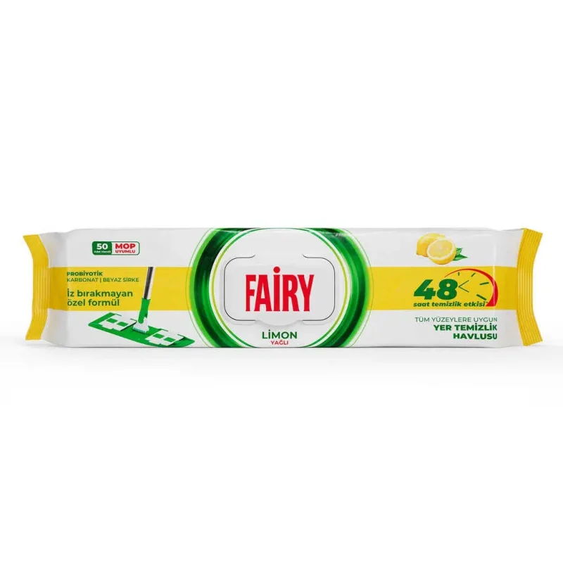 دستمال مرطوب مخصوص تی فیری رایحه لیمو Fairy Lemon بسته 50 عددی - Image 1