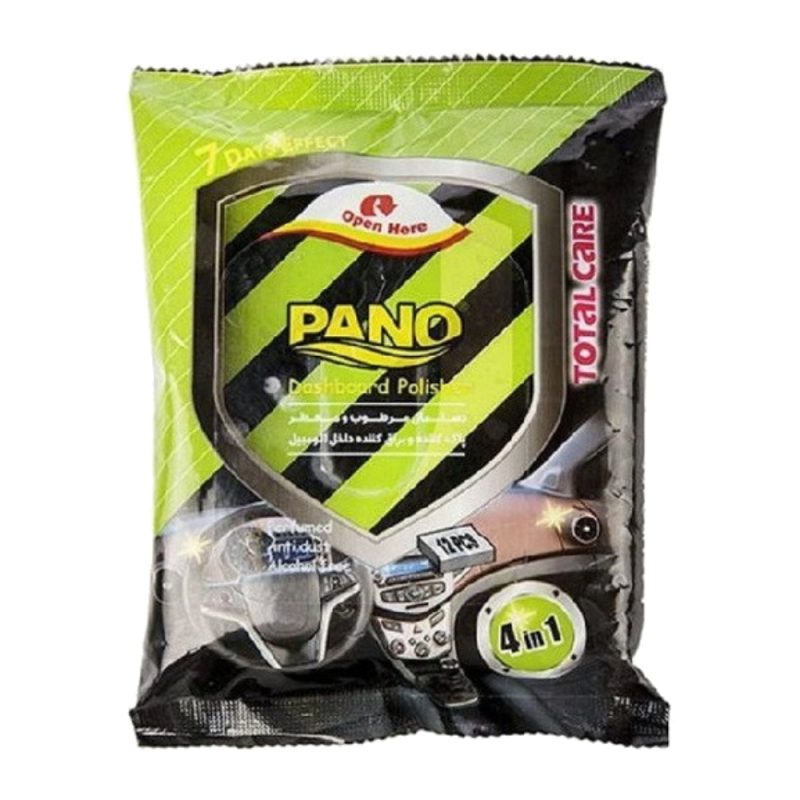 دستمال مرطوب پاک کننده داخل اتوموبیل پانو Pano Dashboard Polish بسته 12 عددی - Image 1