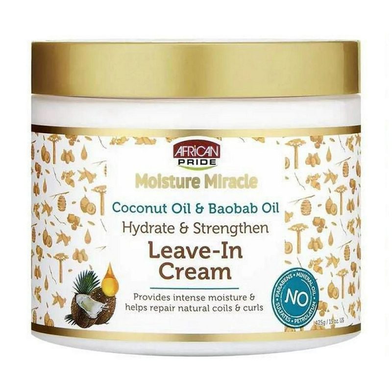 African Pride Moisture Miracle Coconut Oil & Baobab Oil Leave-In Cream کرم مو آبرسان و تقویت کننده افریکن پراید African Pride حاوی روغن نارگیل و بائوباب - Image 1