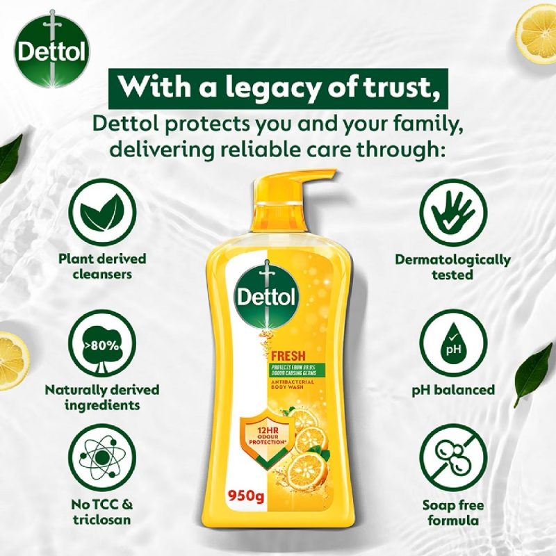 شامپو بدن ضدعفونی کننده دتول رایحه مرکبات Dettol Body Wash yuzu citrus حجم 950 میل - Image 6