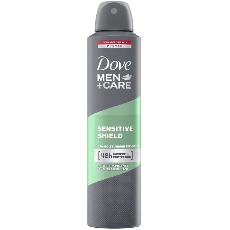 Dove Men Care Sensitive Shield 48h Protection Anti Perspirant Body Spray 250ml اسپری ضد تعریق آقایان داو Dove Sensitive Shield حجم 250 میل - Image 1