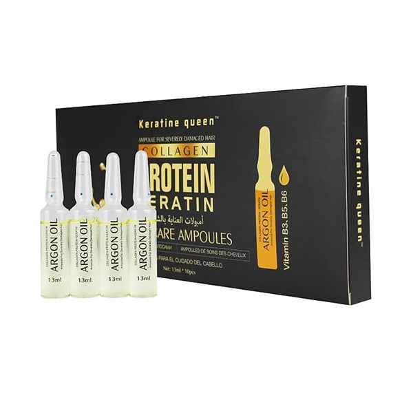 Keratine queen collagen hair care ampoules 10pcs ویال تقویت مو کراتین کویین Keratine Queen بسته 10 عددی - Image 1