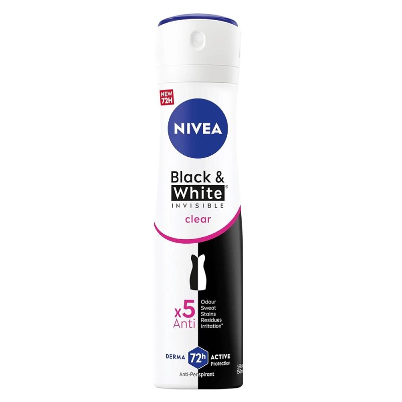 NIVEA Women Invisible Black and White Spray 150ml اسپری ضد تعریق زنانه نیوآ Nivea Nivea Black & White حجم 150 میل - Image 1