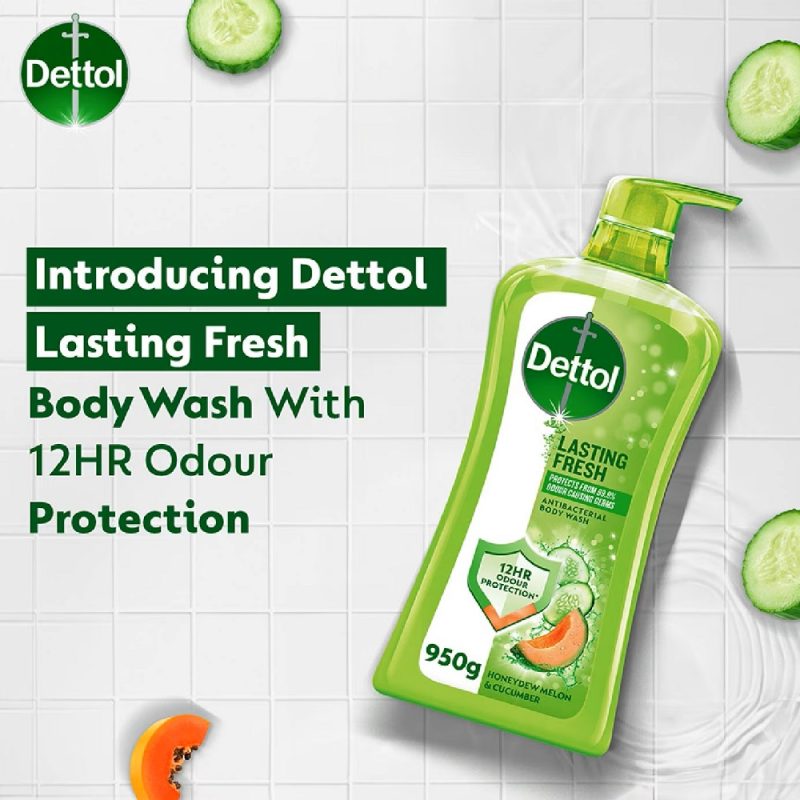 شامپو بدن ضدعفونی کننده دتول رایحه طالبی و خیار Dettol Body Wash Lasting Fresh حجم 950 میل - Image 4